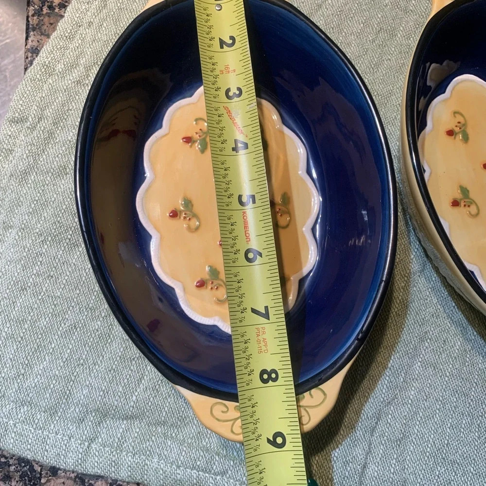 Navy and Cream Ceramic Baking Dishes set of two, small